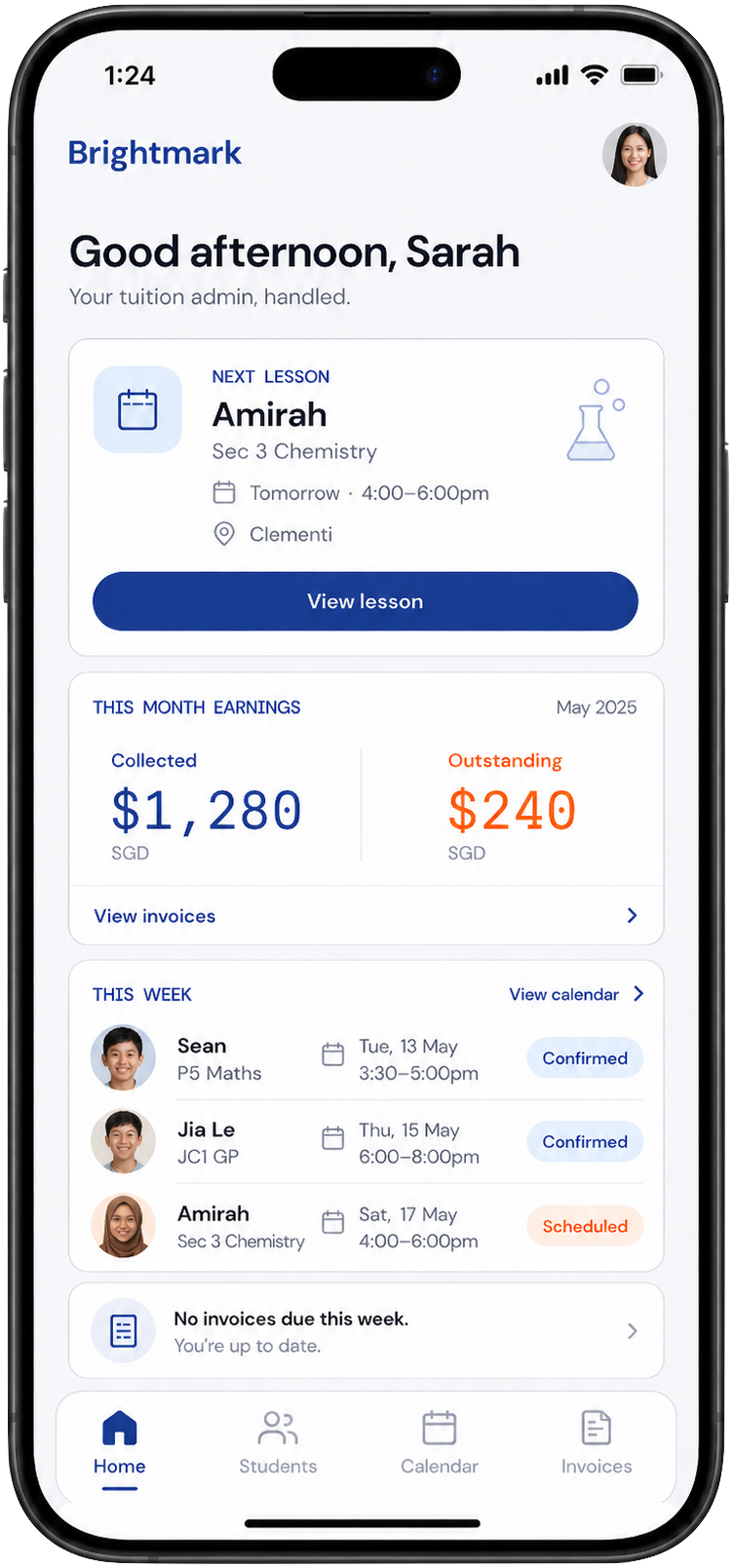 Brightmark app — dashboard